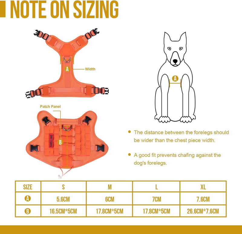 OneTigris Hundegeschirr, FIRE Watcher 2.0 Taktisches Geschirr 2 Metallschnallen MOLLE Sicherheitsges