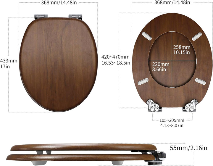 WC Sitz mit Absenkautomatik, Toilettendeckel aus Holz, Stabil Klodeckel mit Soft Close, Toilettensit