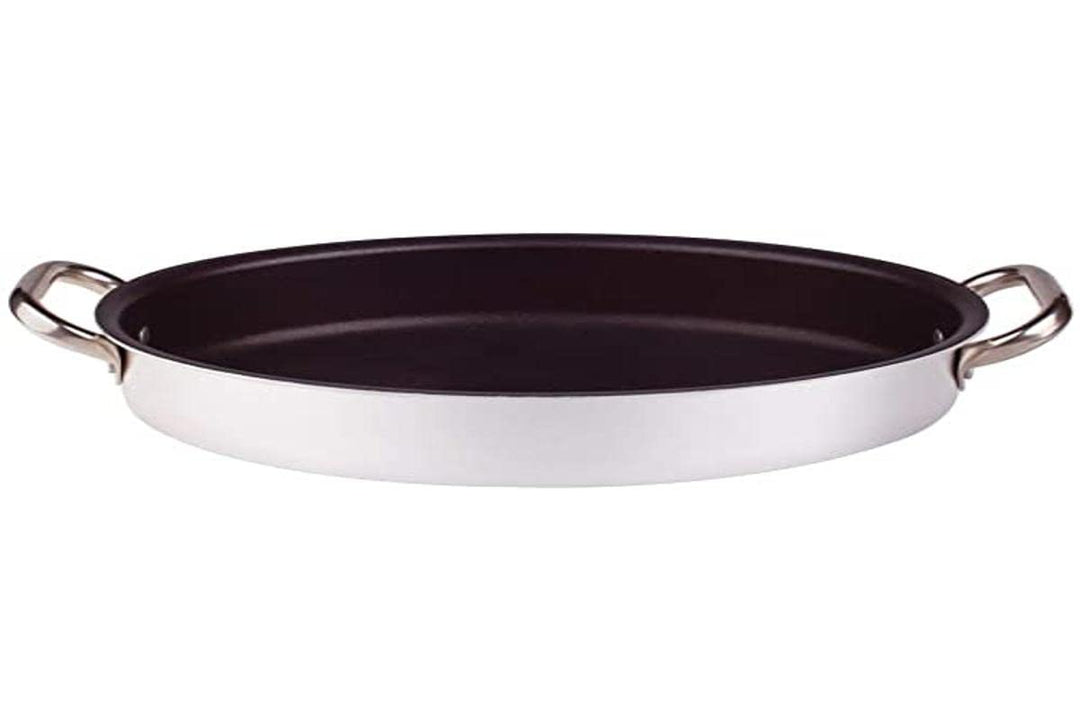 Pentole Agnelli ALSA120S34 Pfanne oval mit Griffen, Aluminium, Silber, 34 cm, 34 cm