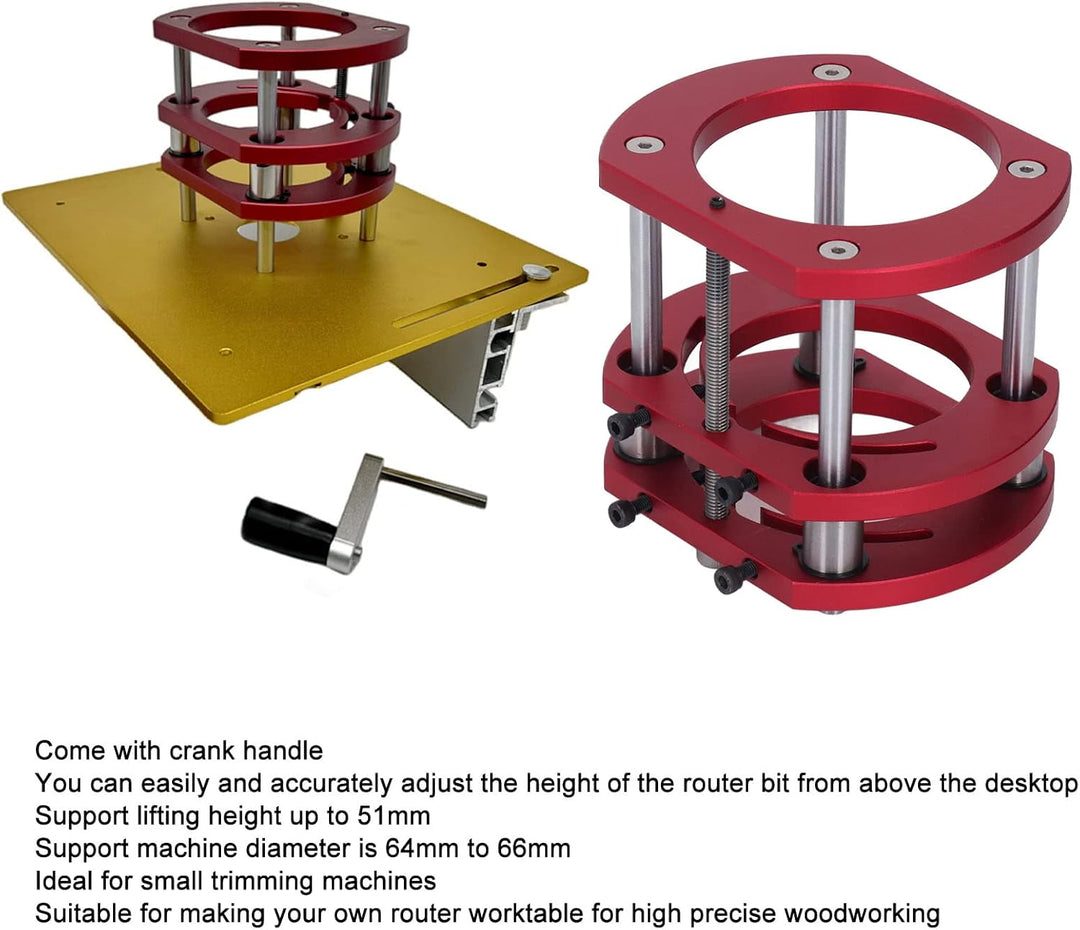 plplaaoo Router Lift Präzise System 4-Backen-Hebebühne Klemm-Frästisch-Hebesystem Oberfräse Tisch He