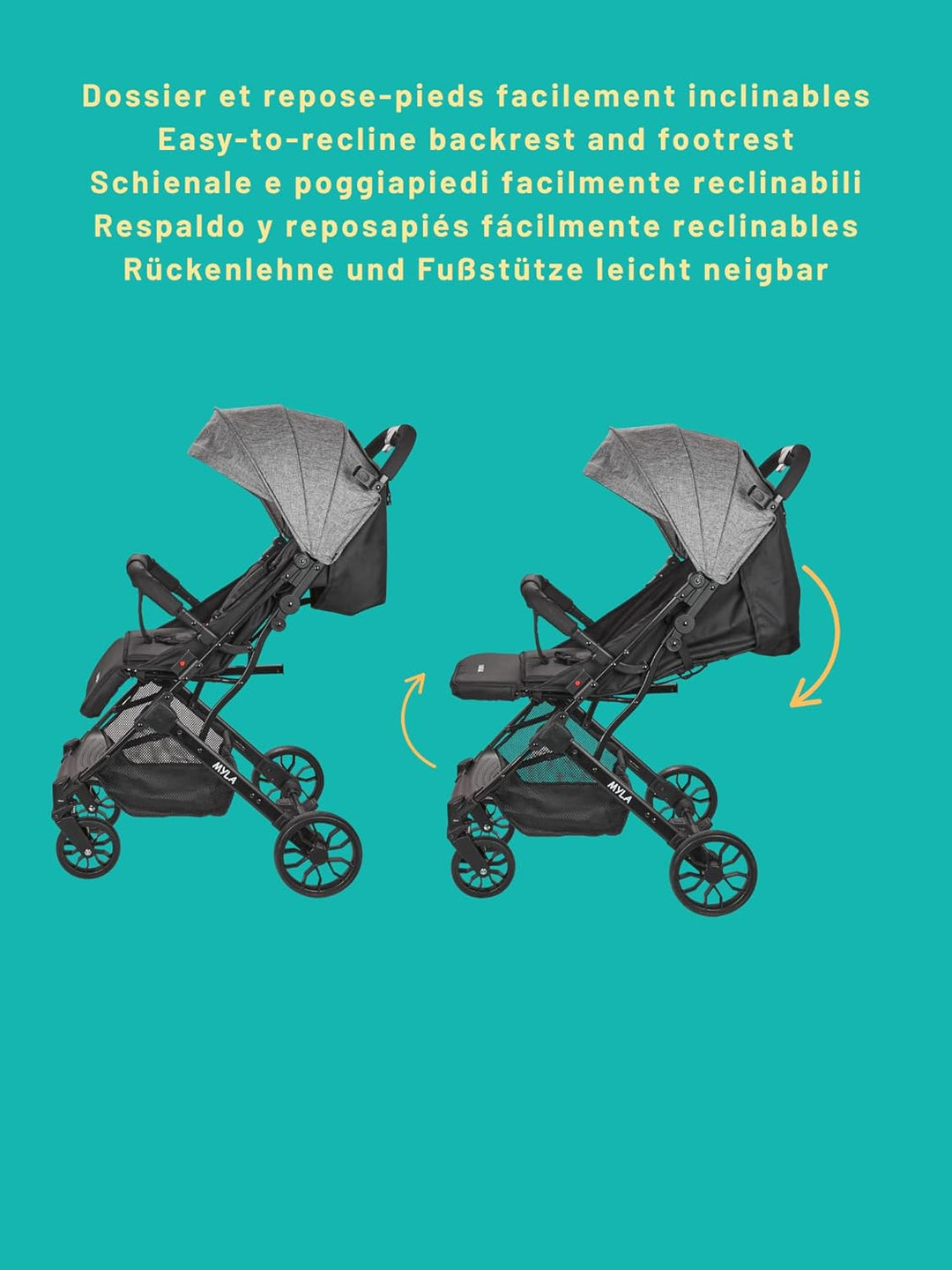 Kompakter Kinderwagen ZOE ab 6 Monaten - 22 Kg max, leicht und wendig - einhändig faltbar - Beindeck