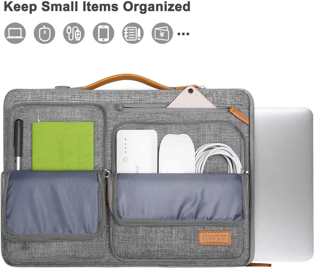 MOSISO 360 Laptoptasche, Wasserdicht Laptop Schultertasche, Stossfest Umhängetasche mit 4 Reissversc