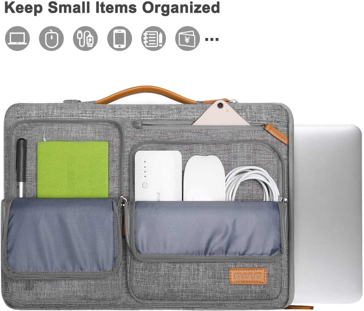 MOSISO 360 Laptoptasche, Wasserdicht Laptop Schultertasche, Stossfest Umhängetasche mit 4 Reissversc