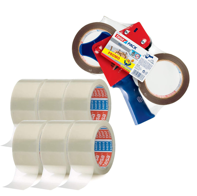 tesapack Ultra Strong und Handabroller im Set mit 2 besonders reissfesten PVC-Klebebändern Braun 66