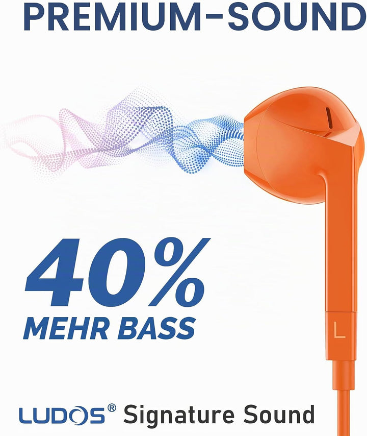 LUDOS FEROX Kopfhörer In Ear Kopfhörer mit Kabel und Mikrofon, 5 Jahre Garantie, In Ear Ohrhörer, 3,