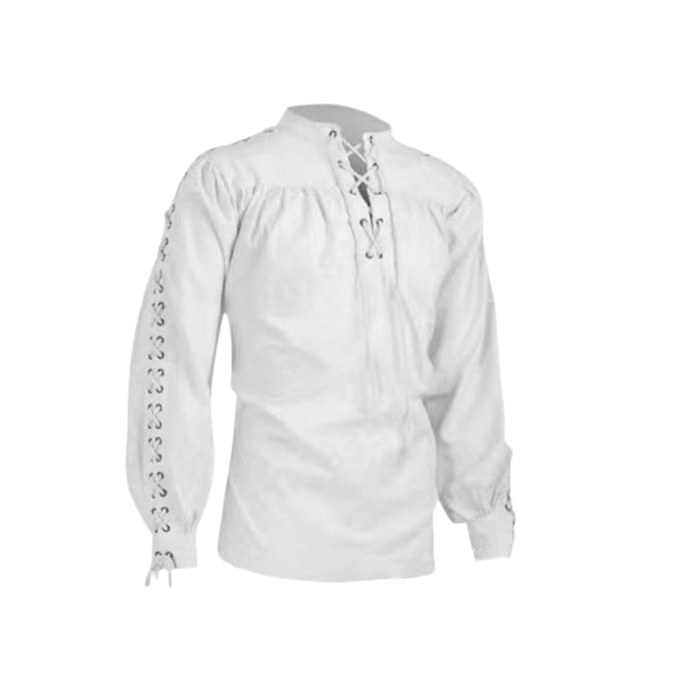 BaronHong Herren Piratenhemd Wikinger Steampunk Retro Renaissance Mittelalter Gothic Viktorianisch H