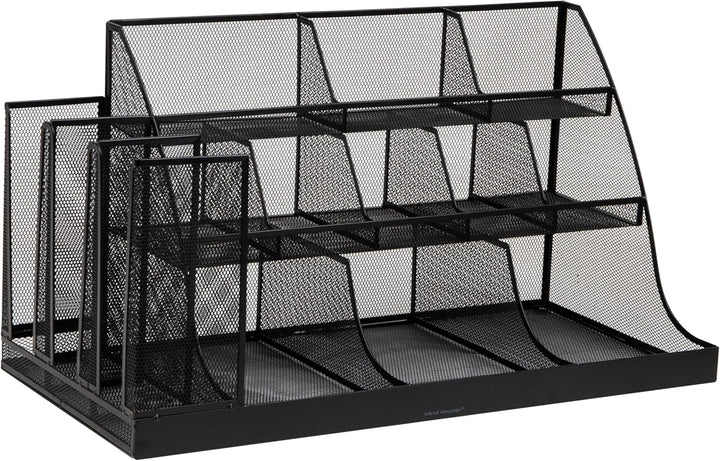 Mind Reader Network Collection, 14-Compartment Coffee Cup and Condiment Countertop Organizer, Metal