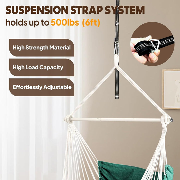 Chihee Hängesessel Hängende Schaukel 2 Kissen Enthalten,Langlebige Spreizstange Hängesessel aus Baum