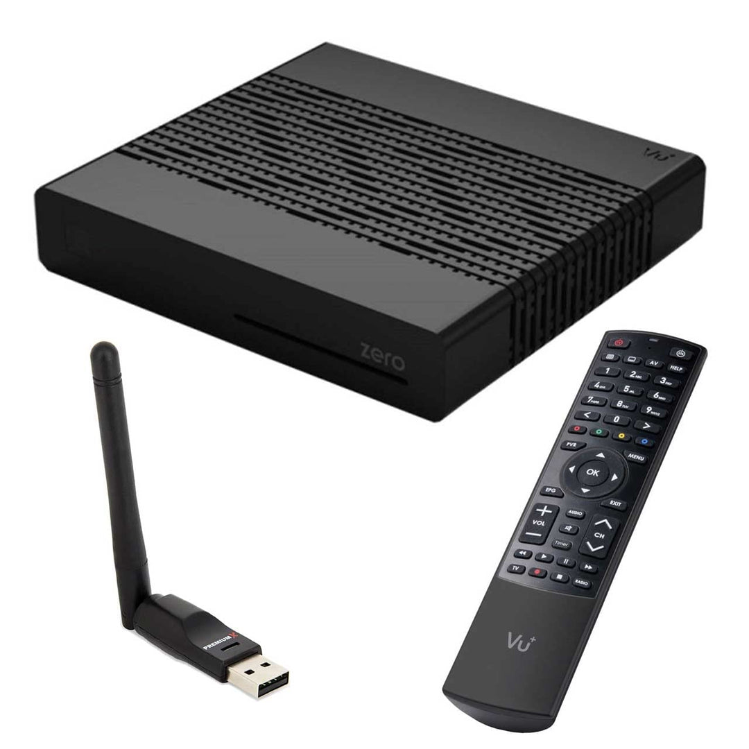 VU+ Zero Black Digital Sat TV Receiver 1x DVB-S2 Tuner SAT Linux FullHD 2X USB, 12V Externe Netzteil