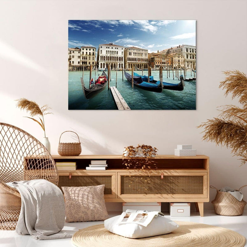 Bilder auf Leinwand 100x70cm Leinwandbild Architektur venedig italien gondel Gross Wanddeko Bild Sch