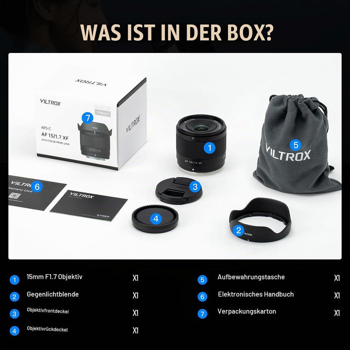 VILTROX 15mm F1.7 Air Autofokus Objektiv für Fuji X Mount Kamera Objektive STM APS-C grosse Blende W