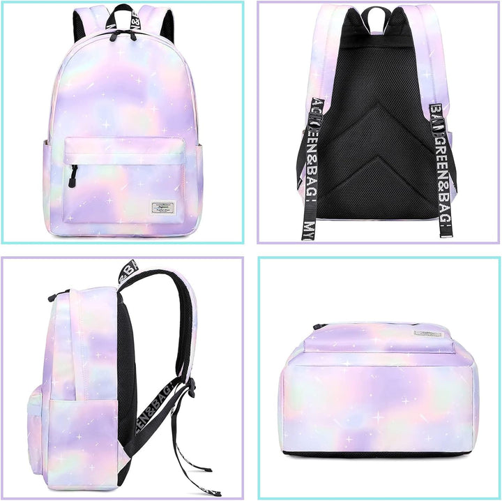 Lohol Leichter Schulrucksack für Mädchen, Kinder-Schulranzen-Rucksack mit Galaxie Aufdruck (Rosa&amp;Lil