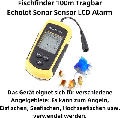 A31DS Fischfinder 100m Tragbar Echolot Sonar Sensor LCD Alarm Fischfinder Fischortungsgerät Wireless