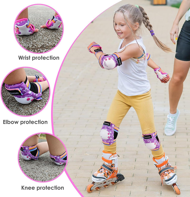 BOSONER Knieschoner Kinder Schoner Inliner Protektoren 6er Set Schützer Inliner Inline Skates Knie U