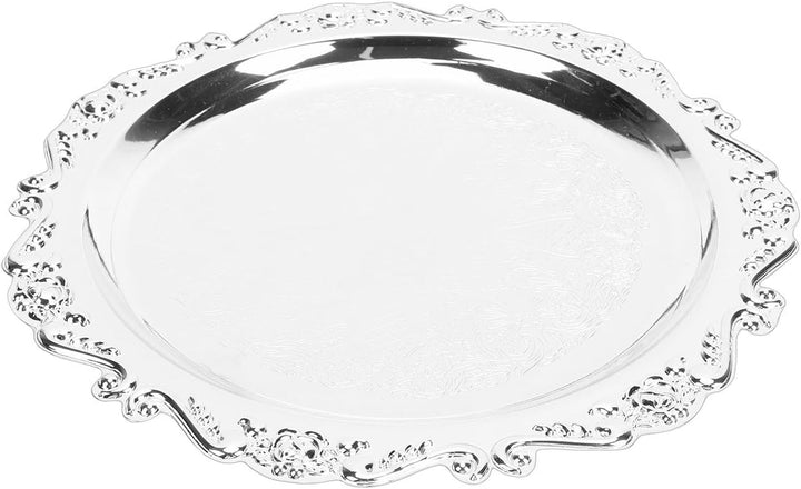 Qcwwy Servierplatte mit Blumengravur, Vintage-Servierplatte, Retro-Blumengravur, Spiegel, Dekorative