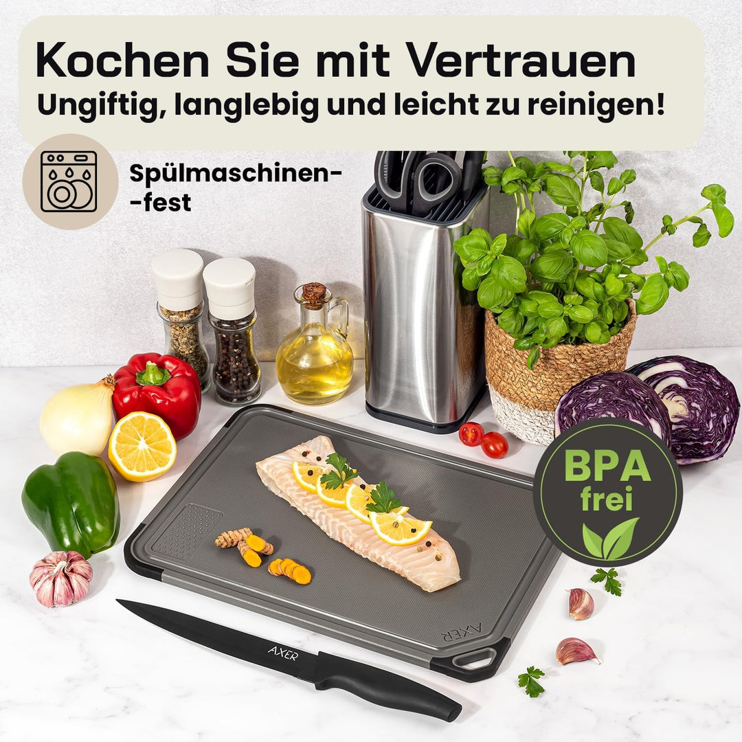 Axer Schneidebrett Kunststoff Gross BPA Frei - Universalgrösse 35x25 cm Küchenbrett Spülmaschinenfes