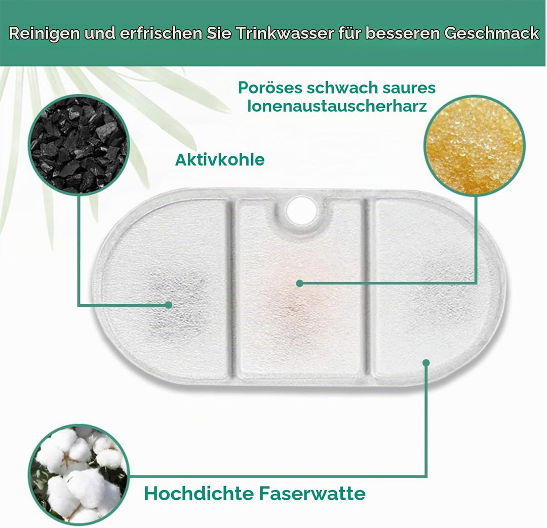 10 Set Ersatzfilter für Trinkbrunnen, Katzenbrunnen 10 Stück Kohlefilter und 10 Stück Schaumfilter f