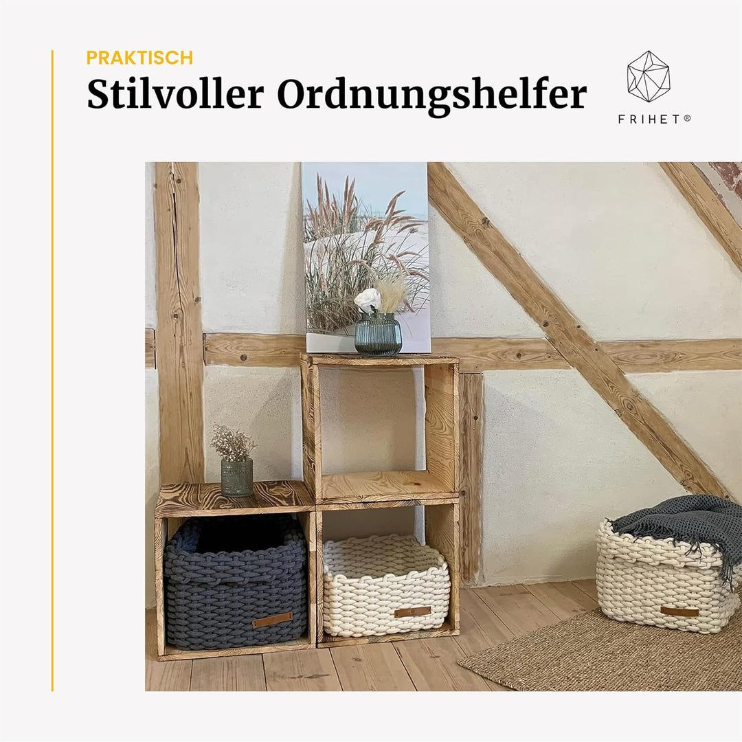 FRIHET Geflochtener Baumwoll-Aufbewahrungskorb für KALLAX Regal | Stilvolle Ordnung und praktische A