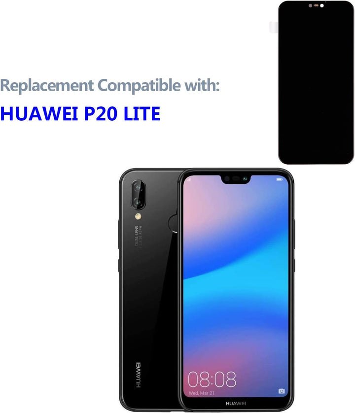 swark LCD Display Kompatibel mit Huawei P20 Lite & Huawei Nova 3e (Schwarz Ohne Rahmen) Touch Screen