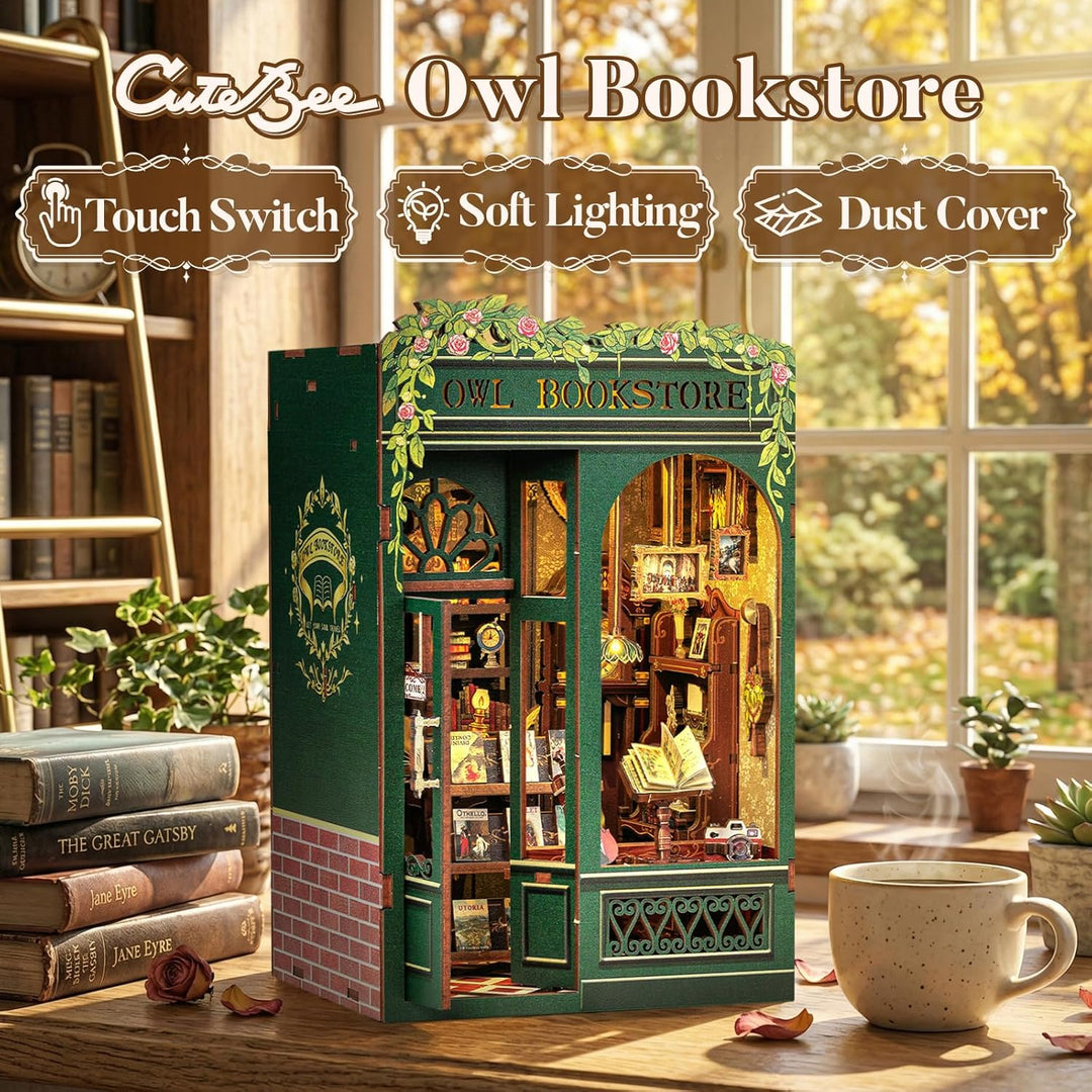 CUTEBEE Book Nook Kit - DIY Miniature House,Puppenhaus Miniatur Haus Selber Baue Bausatz mit Staubsc