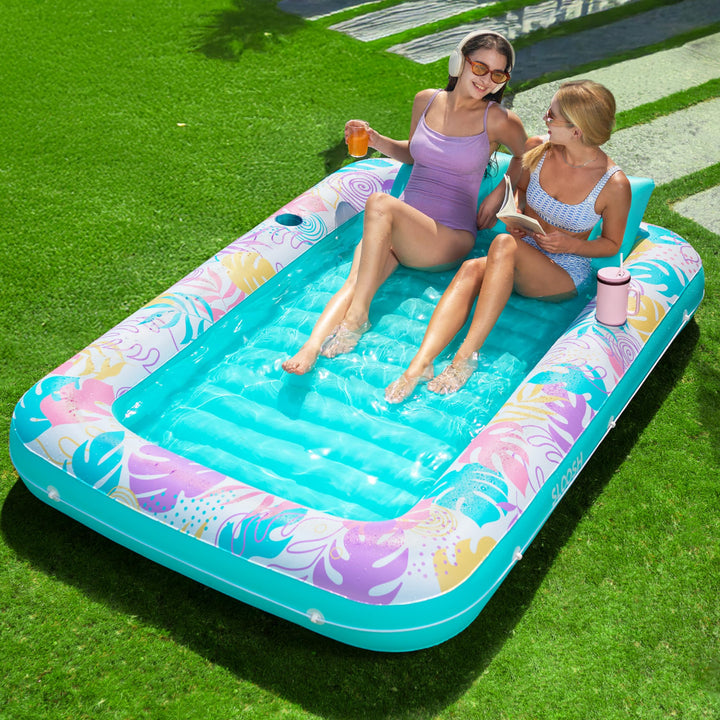 SLOOSH Aufblasbare Tanning Pool, 70" x 46"/ 85" x 57" Grosse aufblasbarer Luftmatratze für Erwachsen