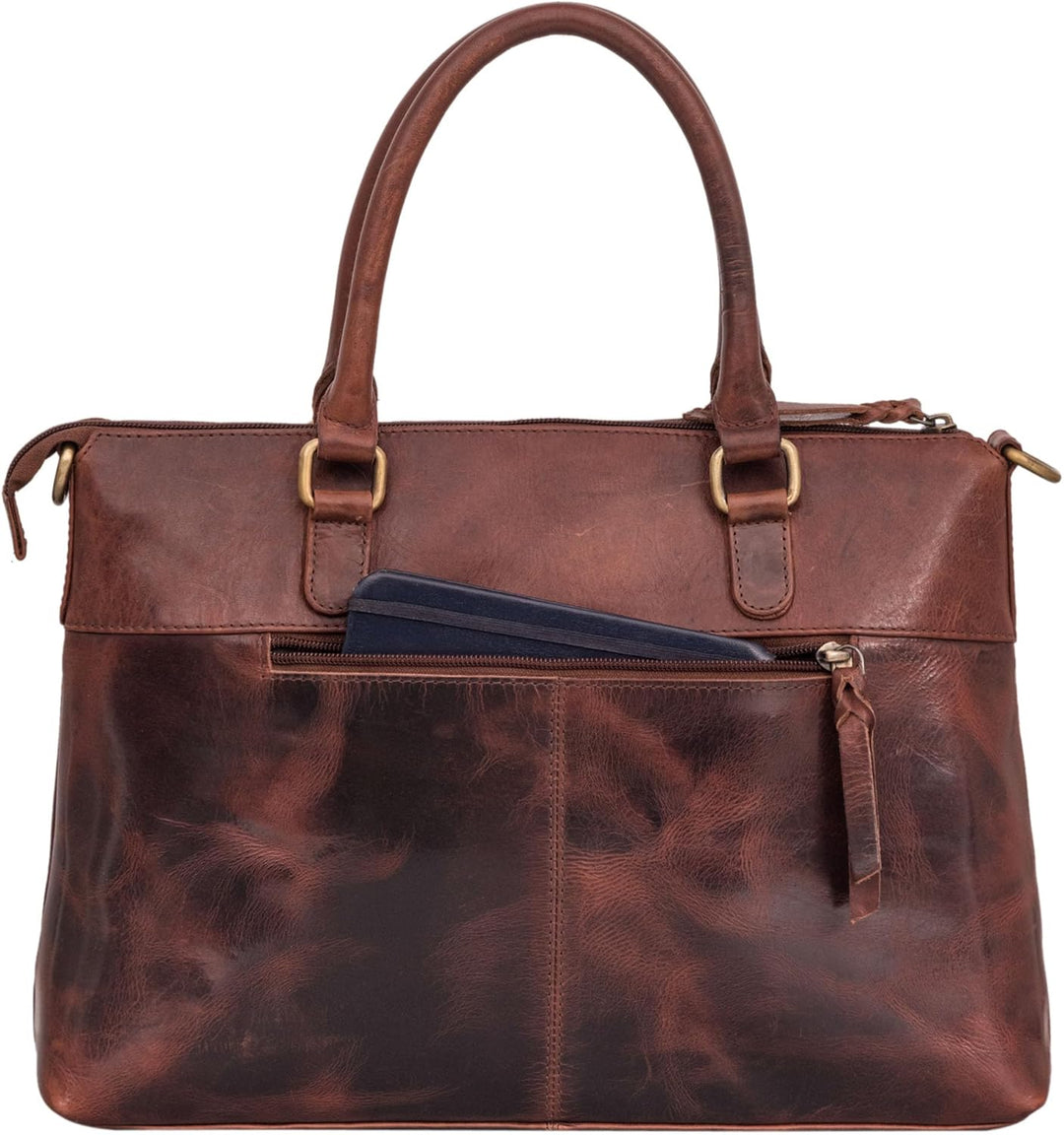 ROYALZ 'Payton' Elegante Lederhandtasche Damen Echtleder Klein Vintage Henkeltasche Ledertasche Frau