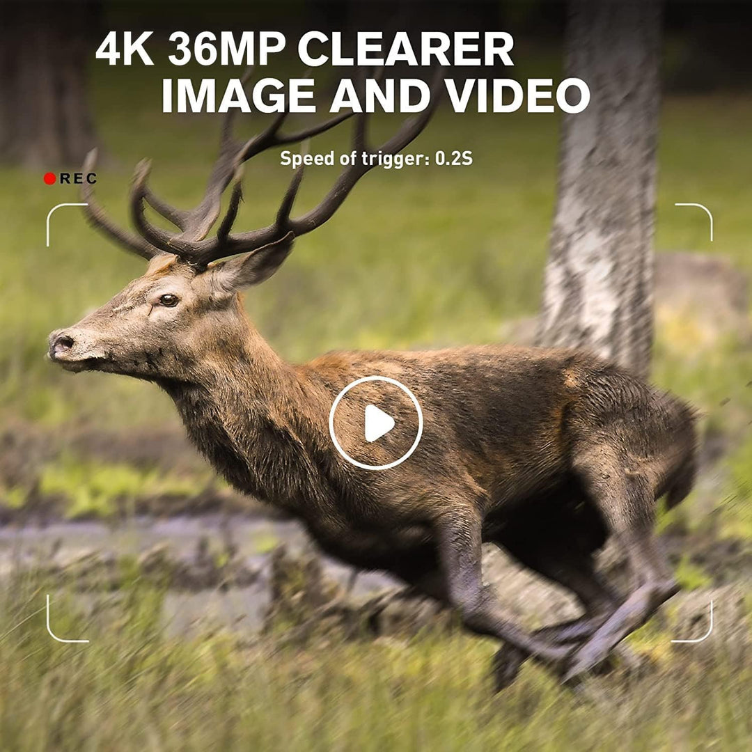 Wildkamera WLAN mit Handyübertragung App 36MP/4K, WiFi Bluetooth Wildtierkamera mit Nachtsicht Beweg