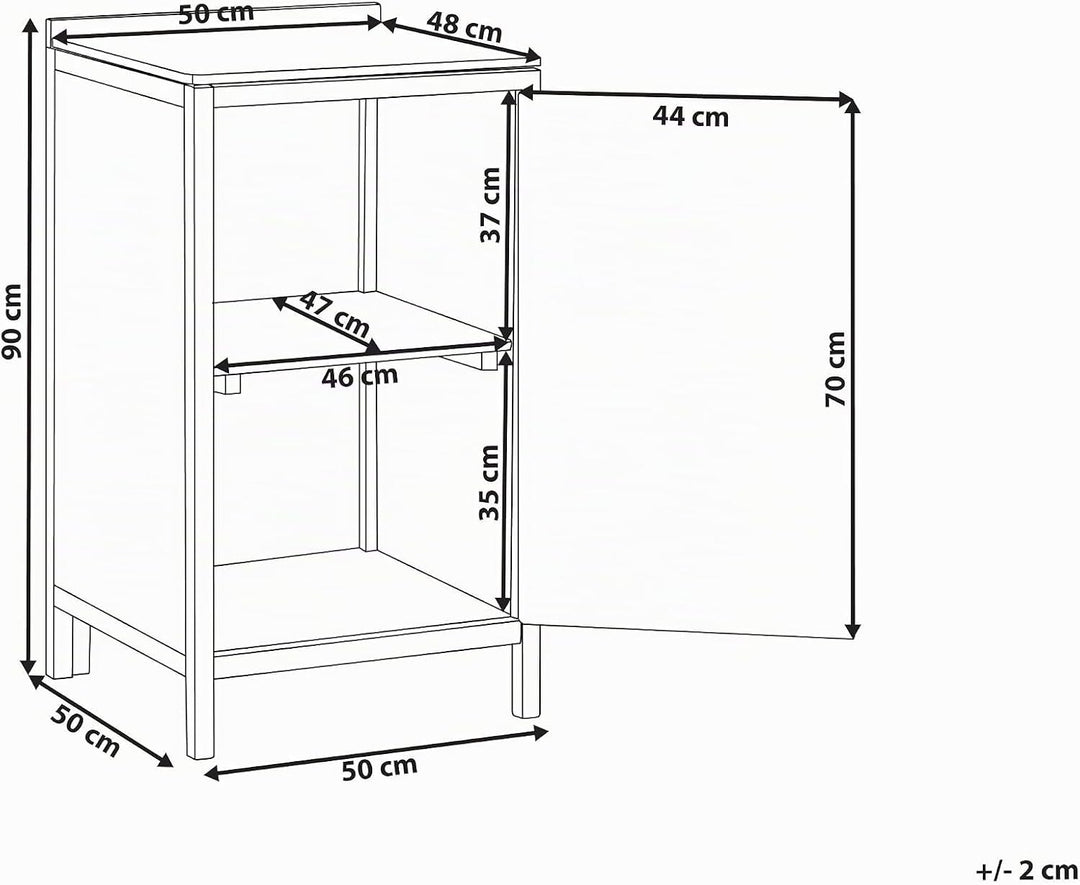 Beliani Outdoor-Küchenschrank Akazienholz braun schmal 50x50x90 cm mit Tür Venosa