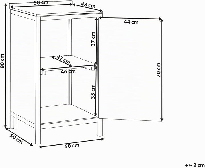Beliani Outdoor-Küchenschrank Akazienholz braun schmal 50x50x90 cm mit Tür Venosa