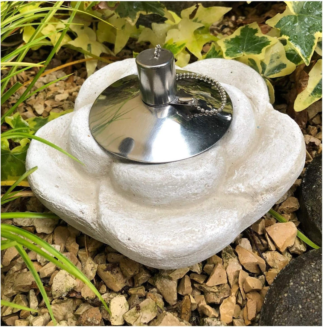 Gartenfackel Blume Tischfackel Ölfackel Öllampe Garten Fackel Tischlampe Steinguss mit Edelstahl Ölb