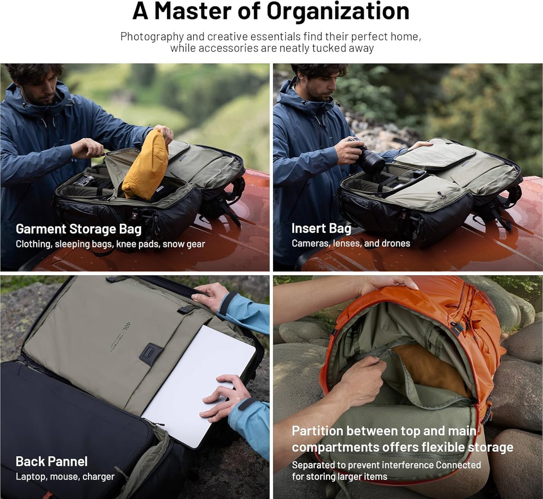PGYTECH OnePro Flex 40L Rucksack Wasserdicht + Grösse L Kamera Einsatztasche,Kamerarucksack Set für