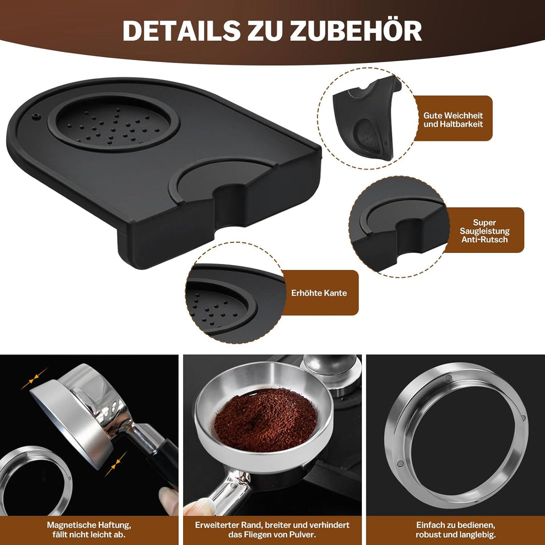 Kaffeetamper Set, Kaffeetamping-Set inkl. 58mm Kaffee-Tamper mit Base, Coffee Distributor 58mm Espre