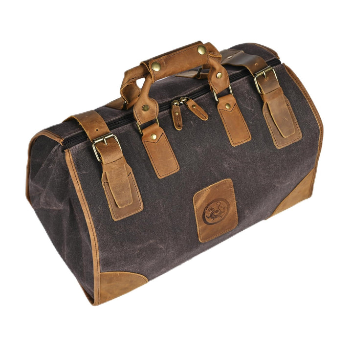 Wasserabweisend Canvas Crazy Horse Leder Reisetasche 35L Trim Unisex Handgepäck Weekender Tasche Spo