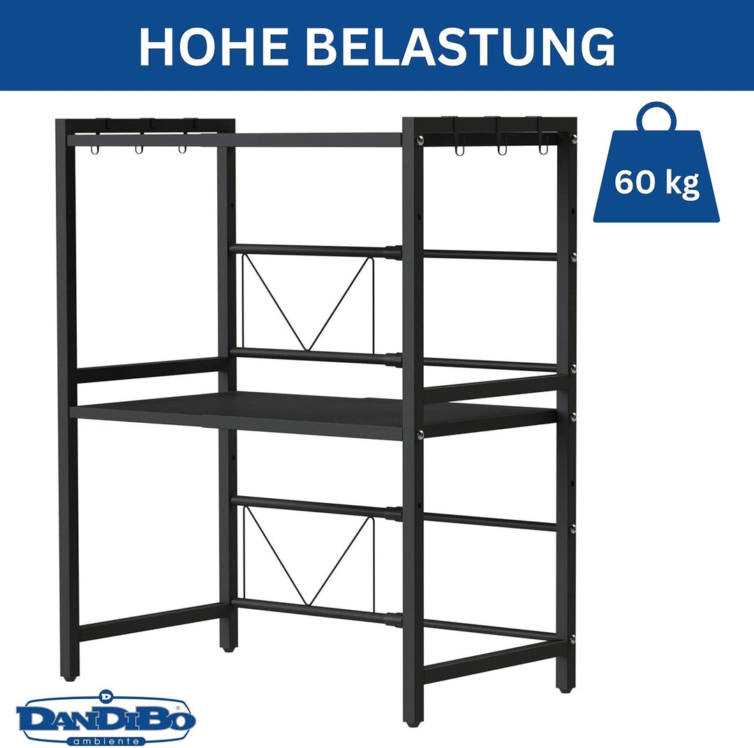 DanDiBo Verstellbares Mikrowellenregal 3 Stufig 40-64 cm Mikrowellen Regal 96614 Stehend Mikrowellen