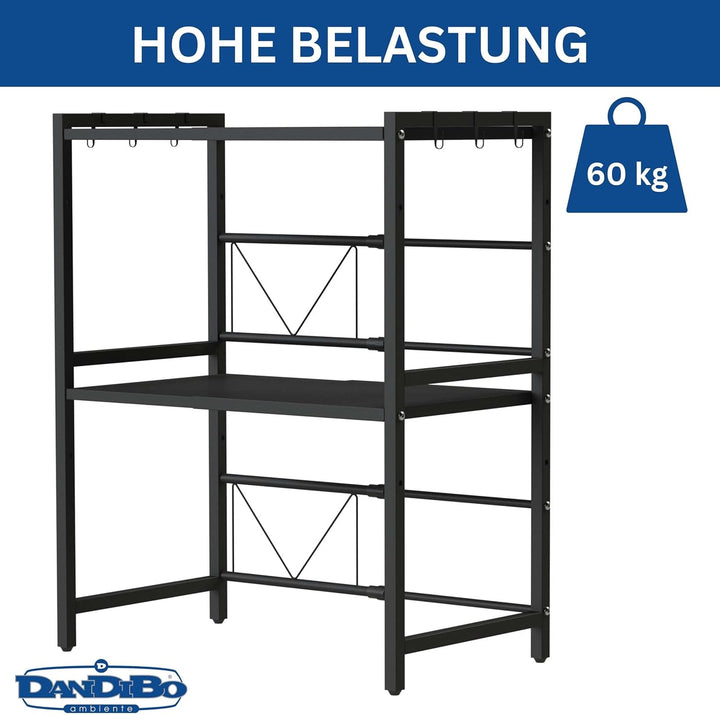 DanDiBo Verstellbares Mikrowellenregal 3 Stufig 40-64 cm Mikrowellen Regal 96614 Stehend Mikrowellen