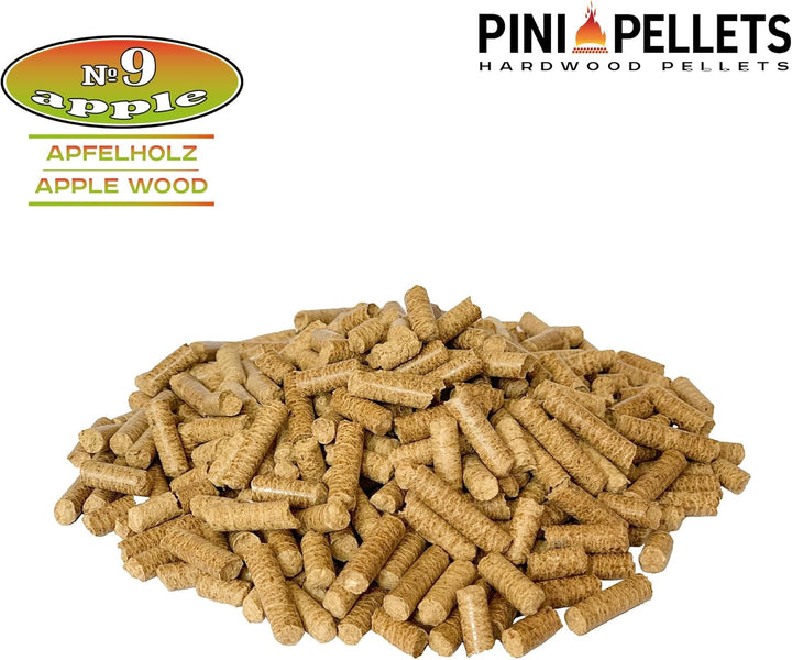 PINI Grillpellets № 9 Apfel 10 kg BBQ Hartholzpellets zum Grillen Räuchern Smoken