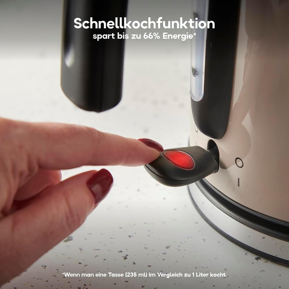 Russell Hobbs Wasserkocher [1,7L, 2400W] Colours Plus Mocha (Edelstahl-Akzente, Schnellkochfunktion,