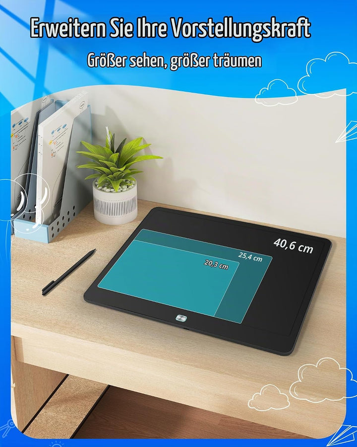 Wiederaufladbares LCD-Schreibtablett für Kinder, 40,6 cm, buntes Zeichentablett, pädagogisches Klein
