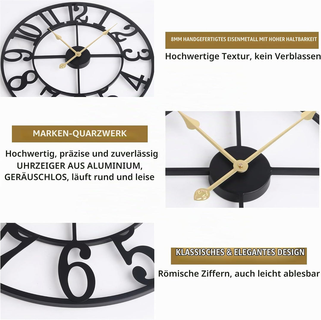 Grosse Wanduhr Modern Nahezu Lautlos Ohne Tickgeräusche -80cm Durchmesser Wanduhren Modern Wohnzimme