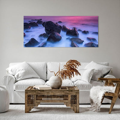 Wandbilder Dekoration Wohnzimmer Strand ufer wolken dämmerung Panorama Bilder auf Leinwand 120x50cm