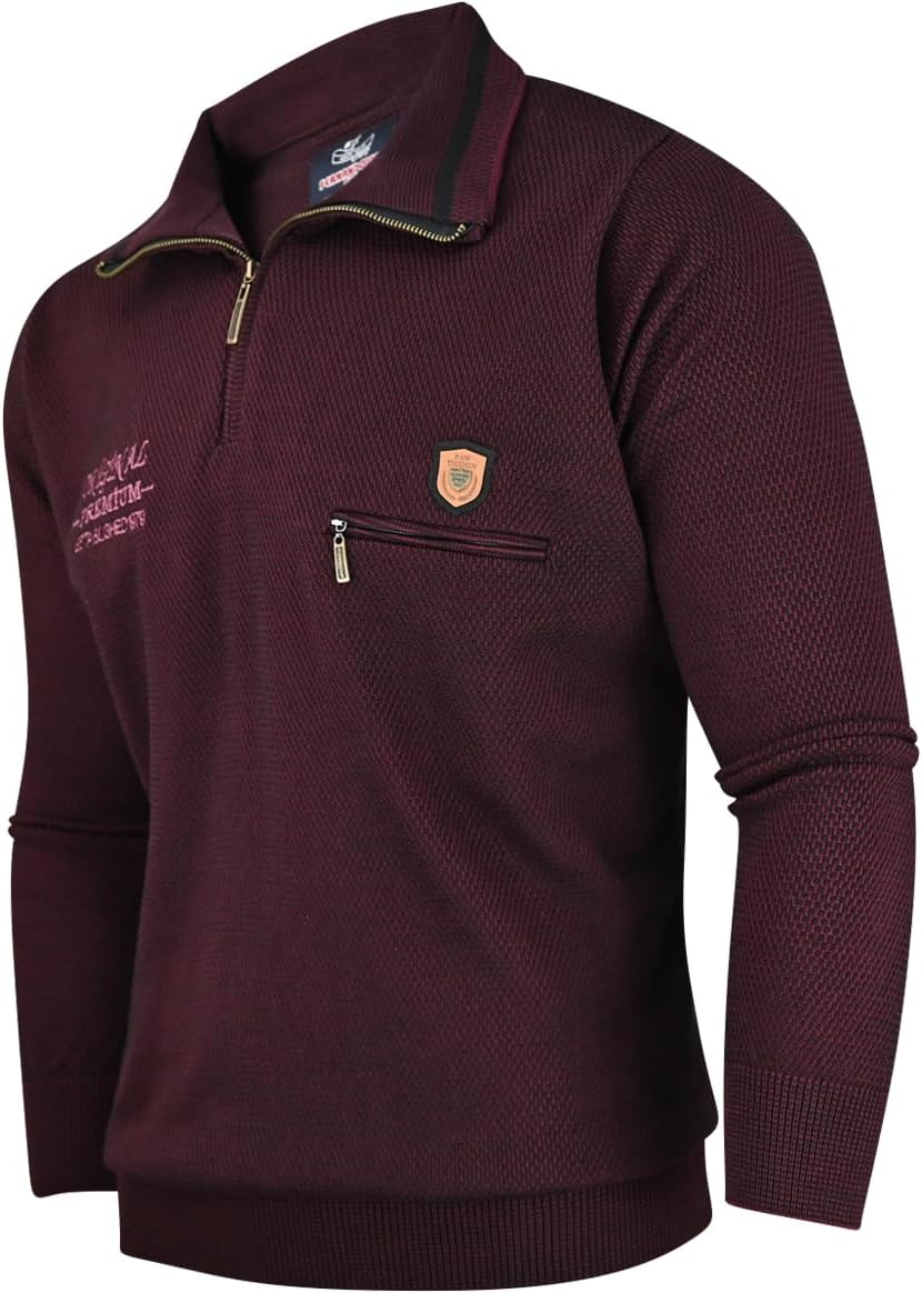 Soltice Herren Langarm Sweatshirt mit Brusttasche, Gestreifter Strickpullover mit Kragen, Meliert, W