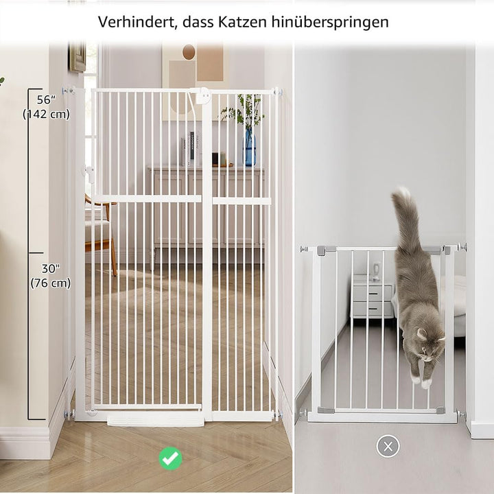 unipaws 142 cm hohes Türschutzgitter ohne Bohren – Druckmontiertes Hundegitter &amp; Türgitter für Katze