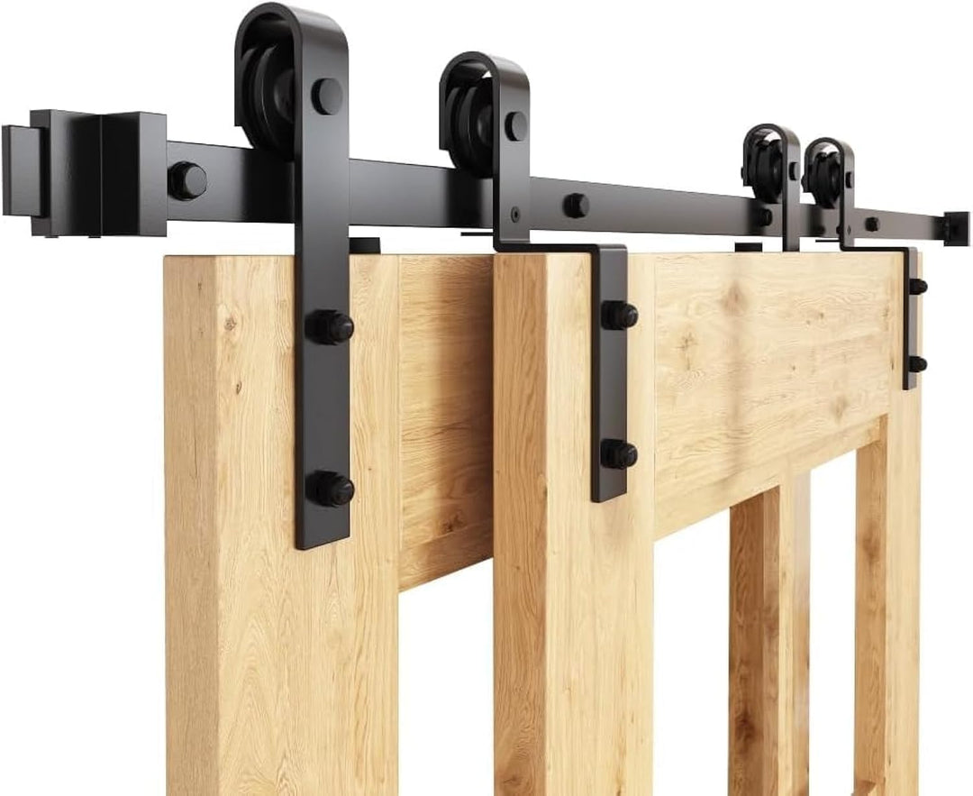 WINSOON 150CM einläufige Bypass-Schiebetürschiene, Doppeltür-Kit, robuste Schiebetür, einbahnig, ant