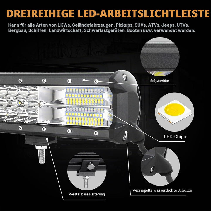 SKYWORLD LED Arbeitsscheinwerfer Bar 59cm 324W Zusatzscheinwerfer 12V 24V IP67 Wasserdicht Flutlicht