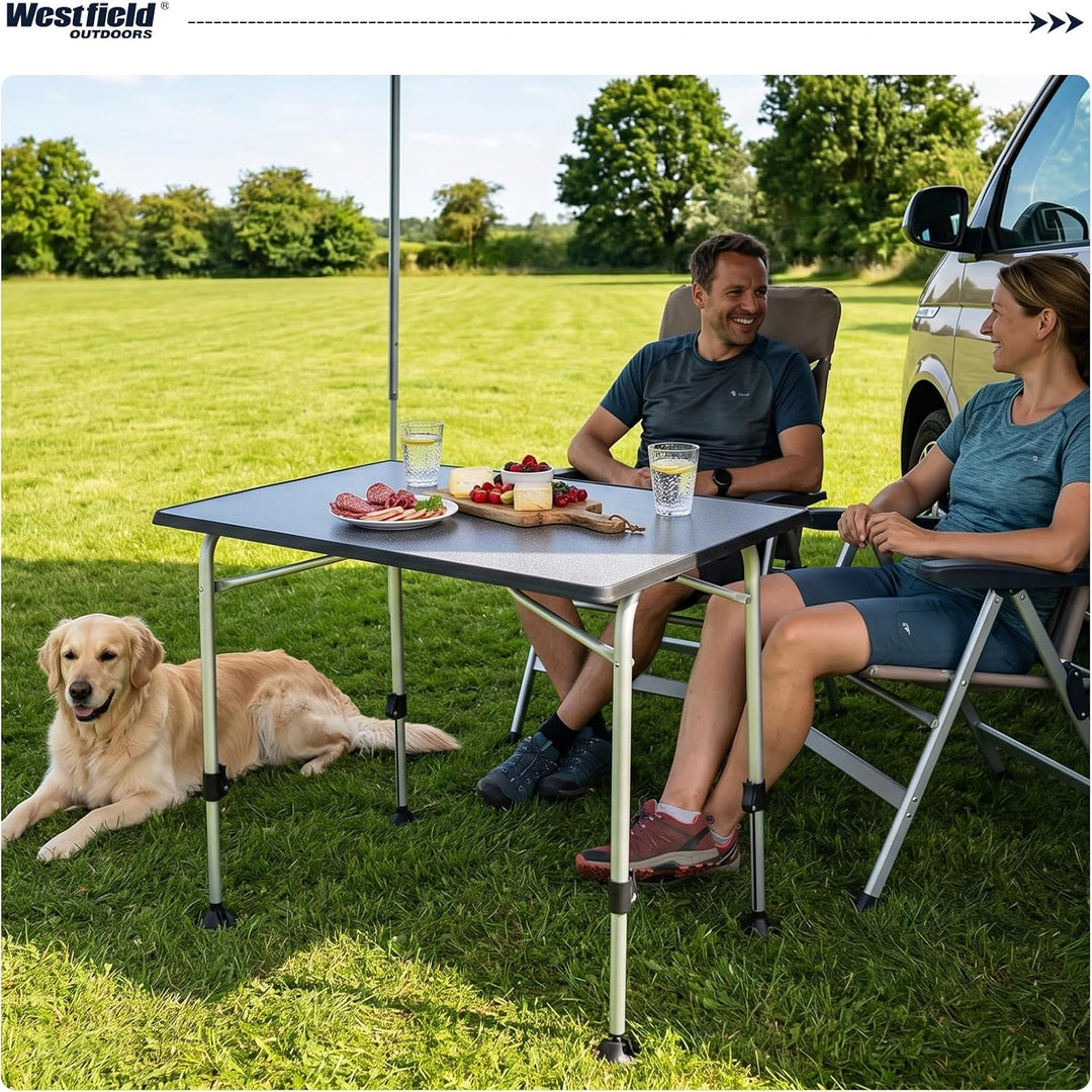 Westfield Outdoors Viper 80 Campingtisch, höhenverstellbarer Gartentisch, 80 x 60 cm Tischplatte für