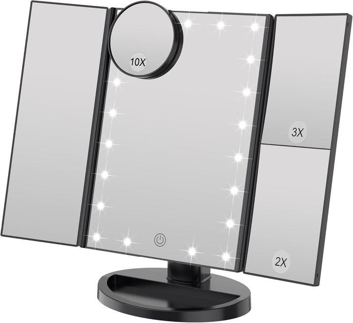 WEILY Kosmetikspiegel mit 21 LED Licht und 2X/ 3X Vergrösserung, USB und Batterie Dual Power Modus,