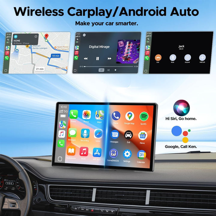 LAMTTO Wireless Carplay Display mit Net-Flix YouTube Tiktok 9 Zoll In-Cell Touchscreen CarPlay-Bilds