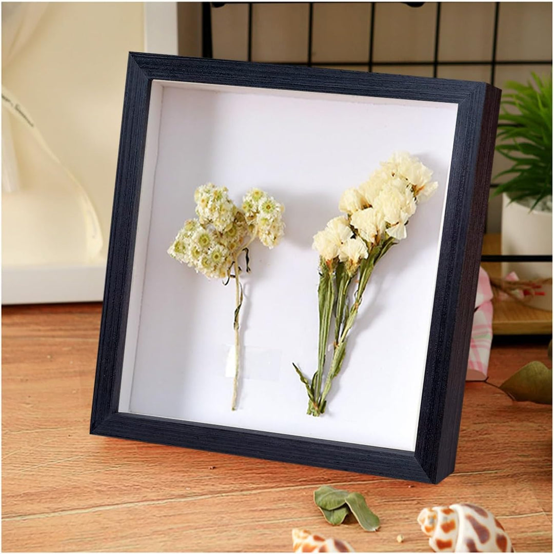 3D Schwarzer Bilderrahmen quadratisch holz 20x20cm 2er-Pack Schattenbox Fotorahmen Hergestellt aus M