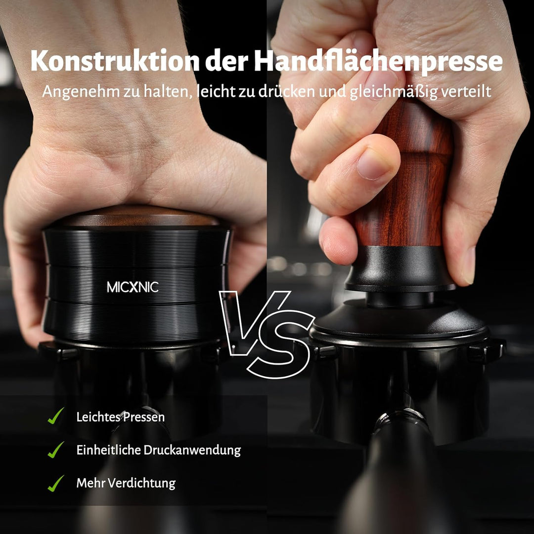 Palm Tamper 51mm, Federbelastet Kaffee Tamper für DeLonghi 51mm Siebträger, Self Leveling Espresso T