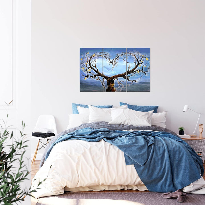 Runa Art Wandbilder Herz Baum Bild XXL Wohnzimmer Schlafzimmer Blau Natur Wasser 120 x 80 cm 3 Teili